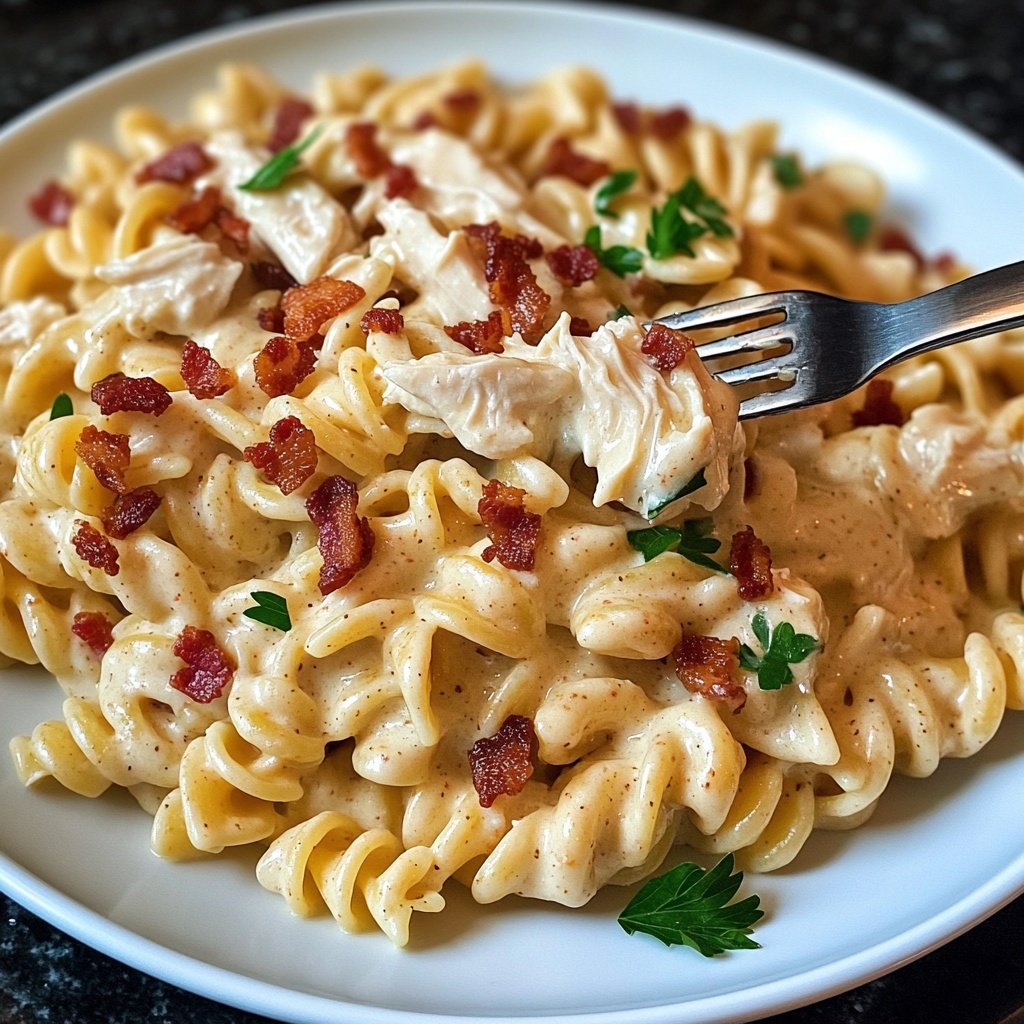 Creamy Chicken Bacon Ranch Pasta