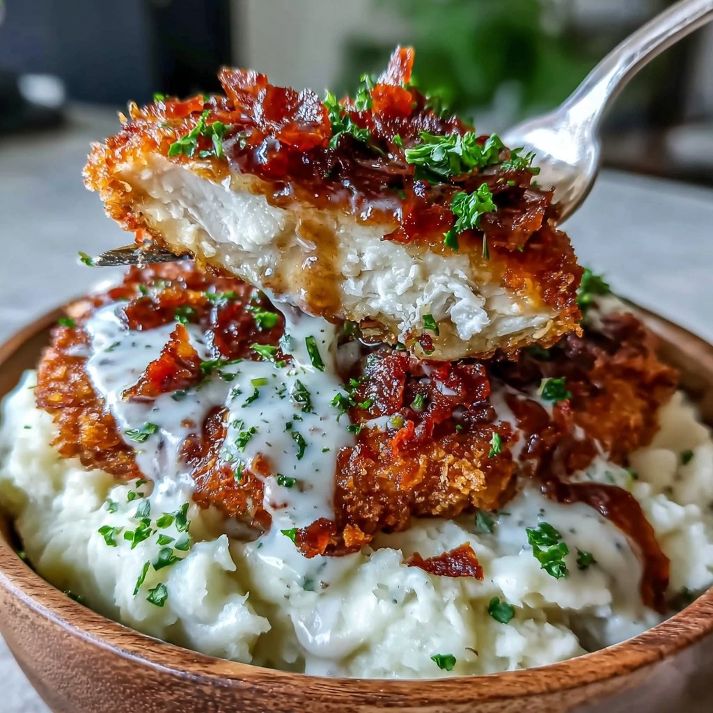 Mashed Potatoes With Crispy Chicken Cutlets