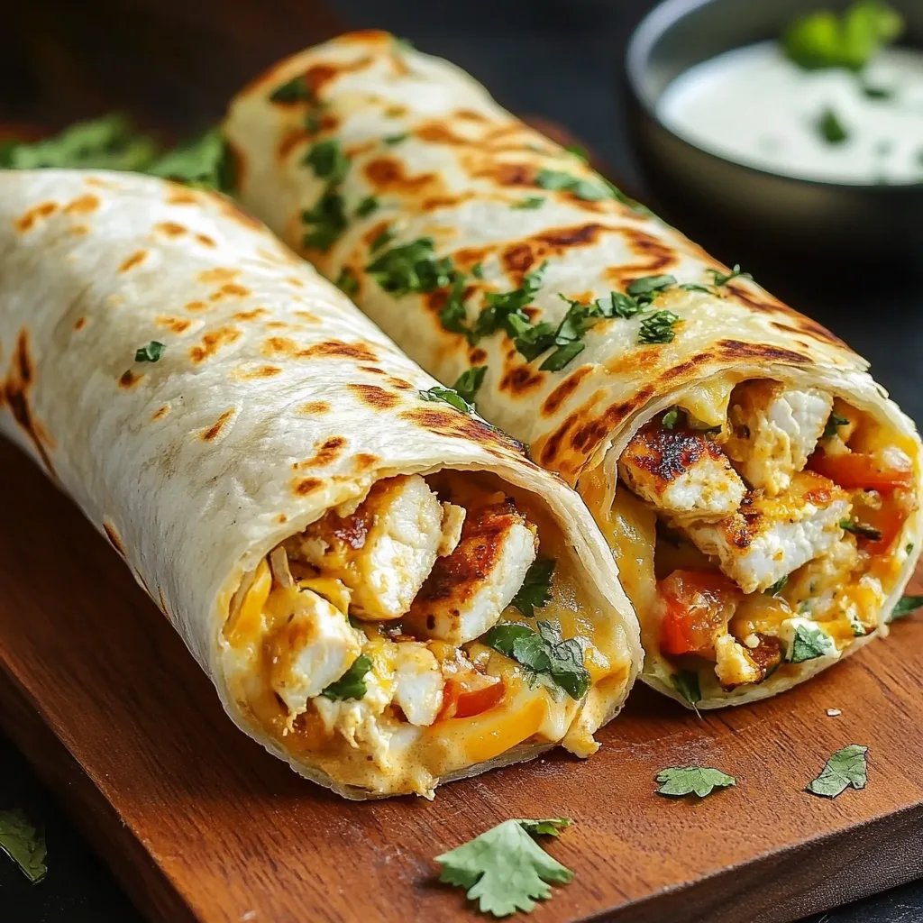 Ooey-Gooey Cheesy Garlic Chicken Wraps