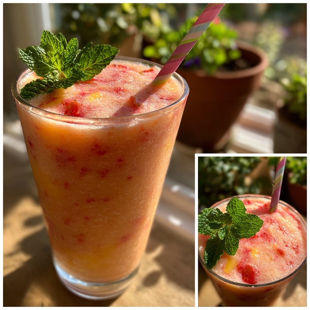 Strawberry Peach Breakfast Smoothie
