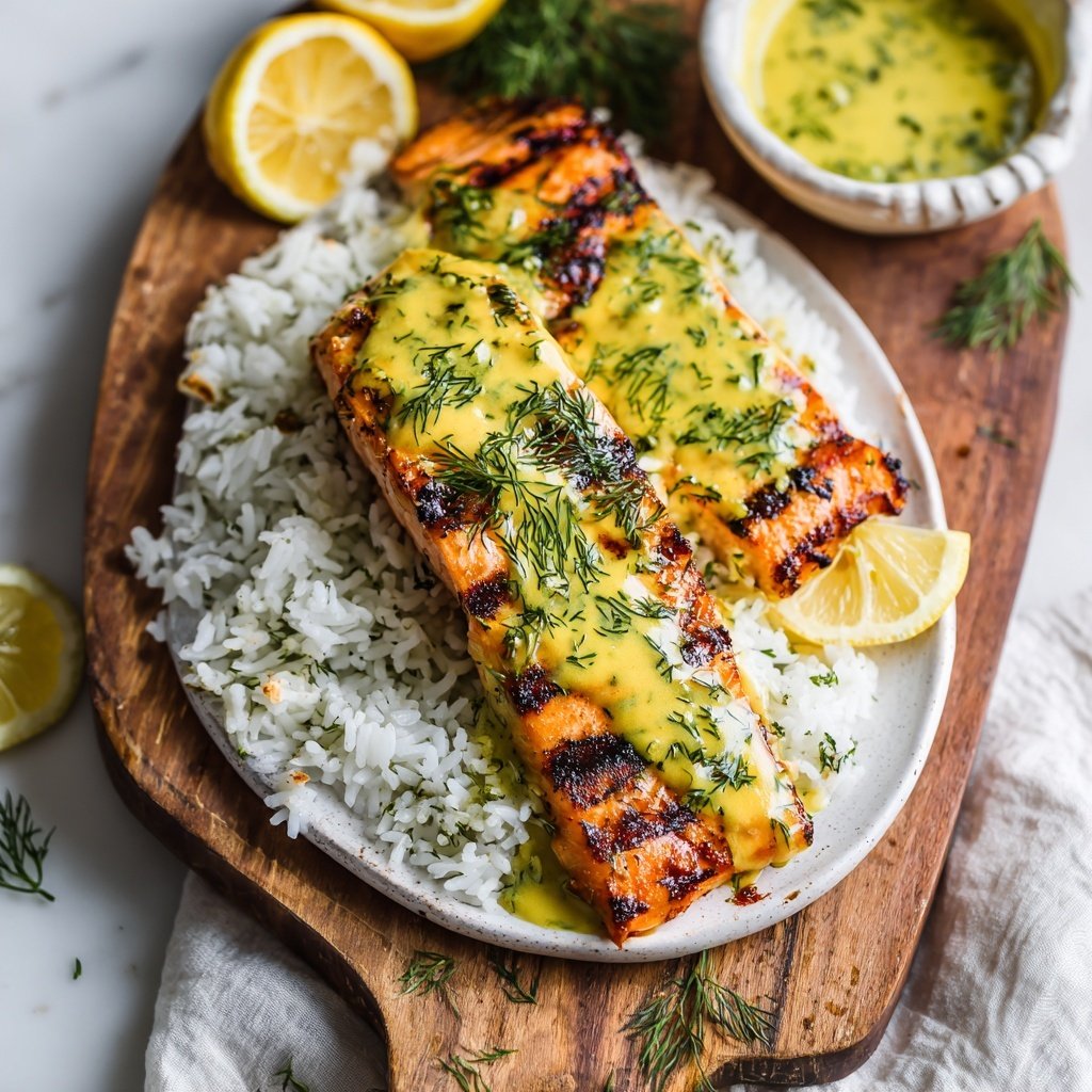 Lemon Dill Salmon With Rice