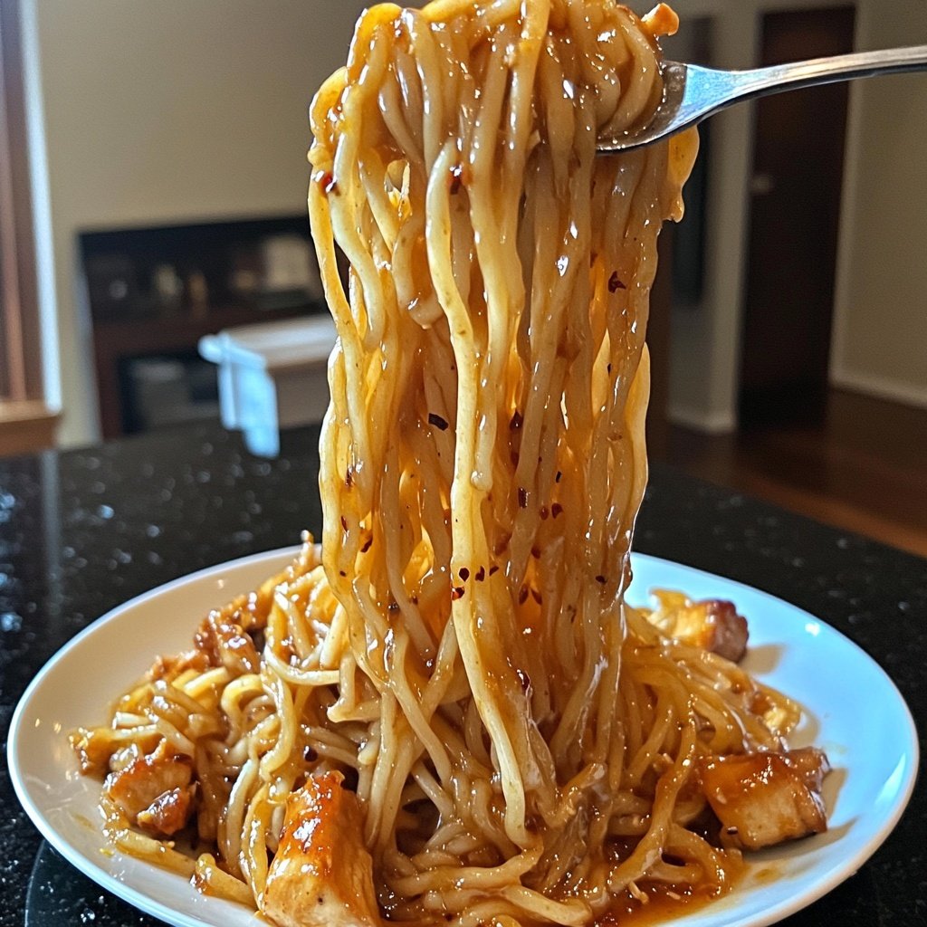 Sticky Garlic Chicken Noodles