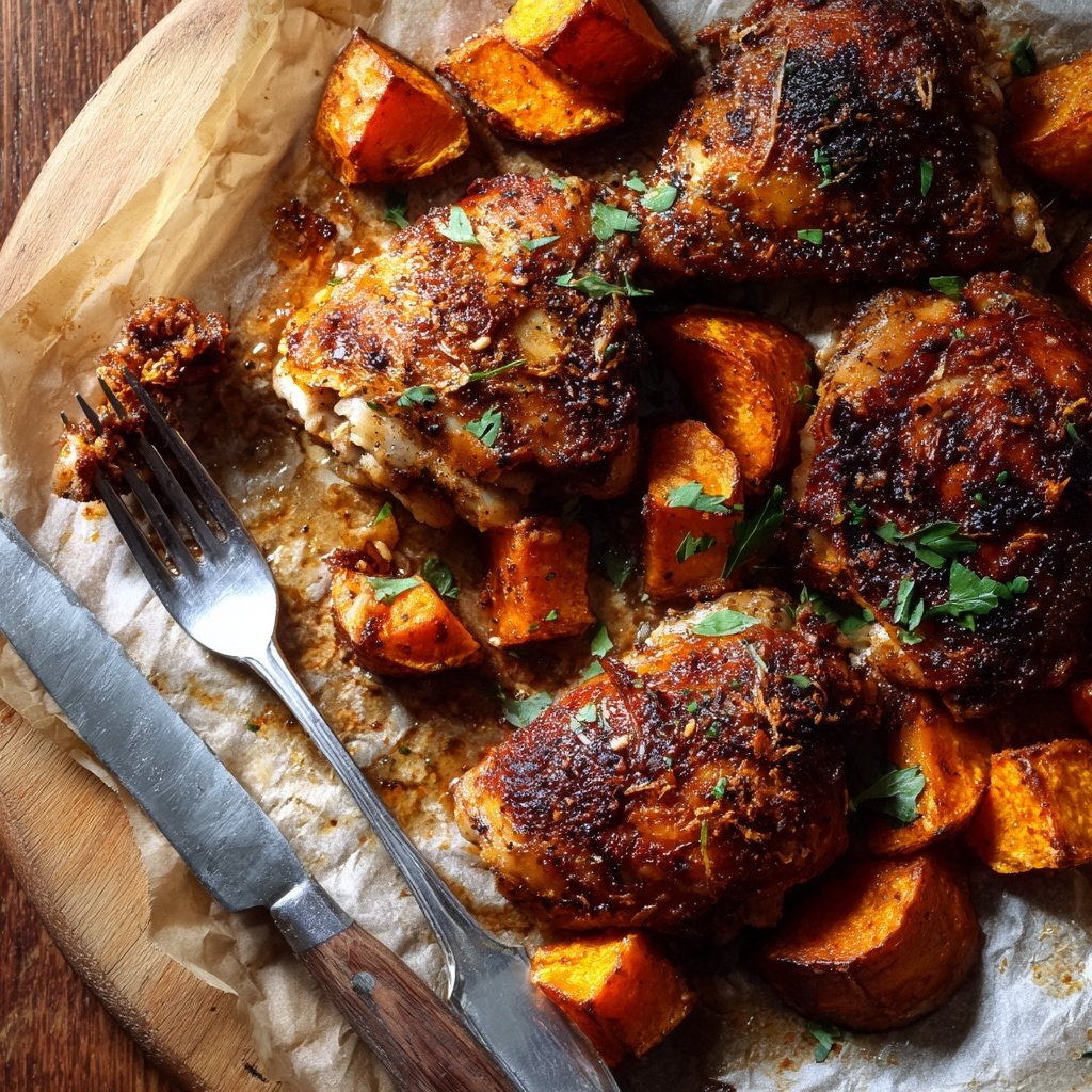 Sheet Pan Chicken With Sweet Potatoes