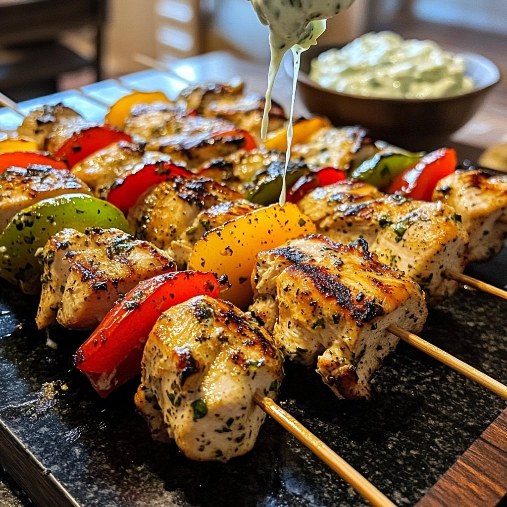 Greek Chicken Souvlaki with Tzatziki Sauce
