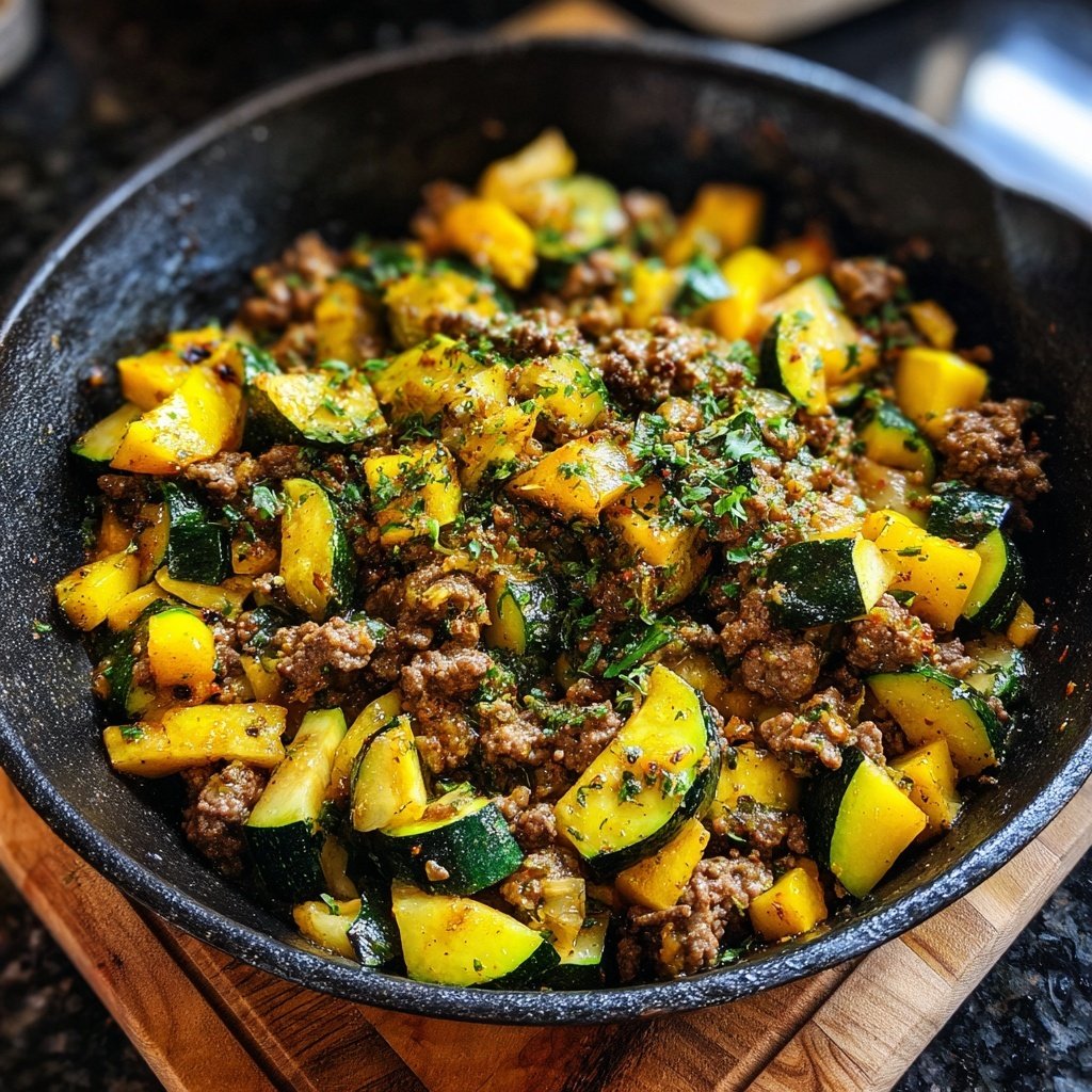 Ground Beef And Zucchini Skillet