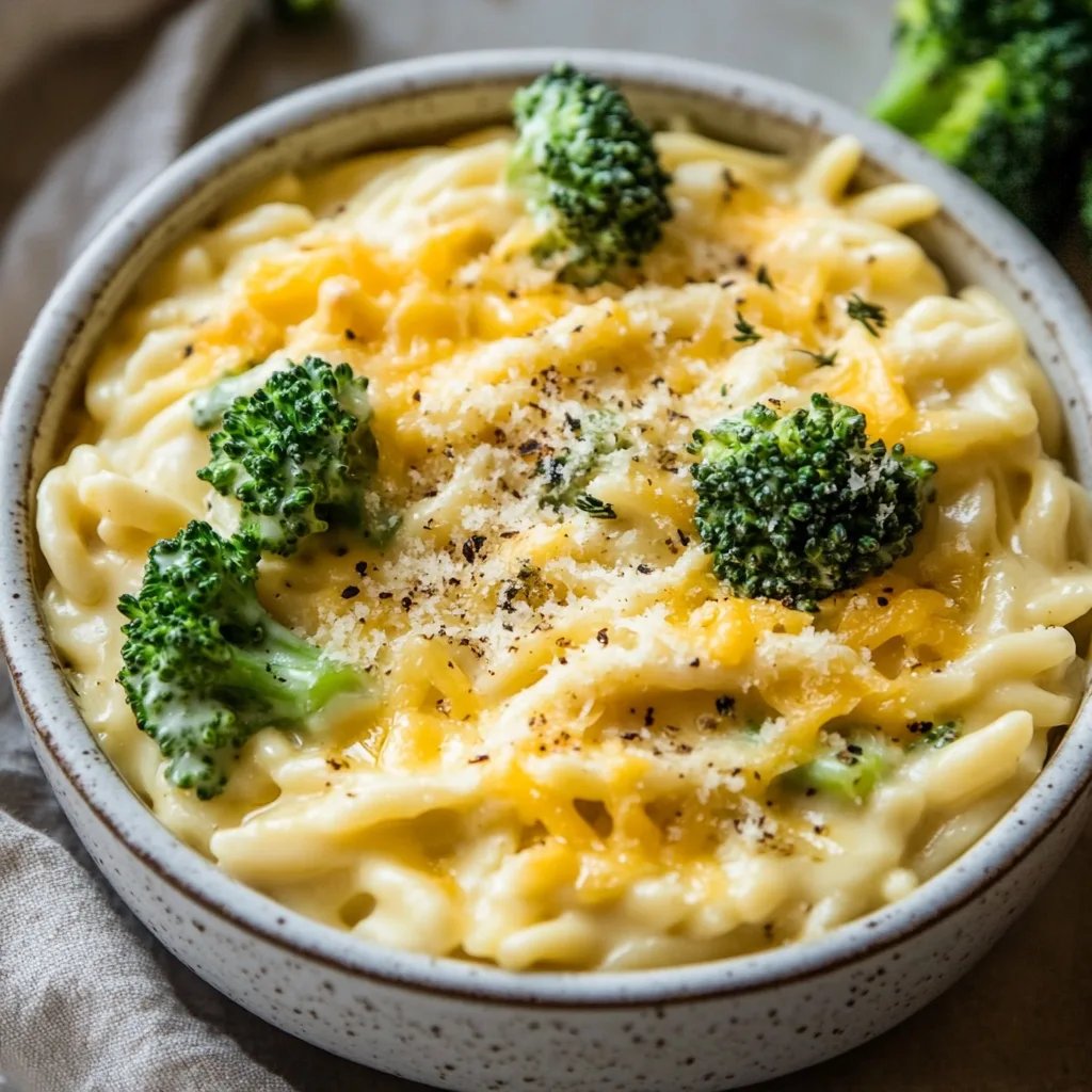 Creamy Broccoli Cheddar Orzo